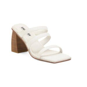 CAVERLEY SHOES White Leather Nora Heeled Mules